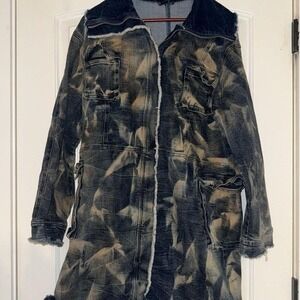 Y2K dELiA*s Acid Wash Zip-Up Denim trench Coat